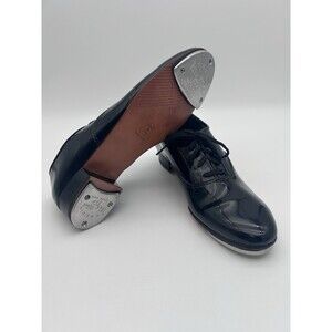 Capezio Tele Tone Women’s Tap Shoes Gloss Black Patent Leather Lace Up 8